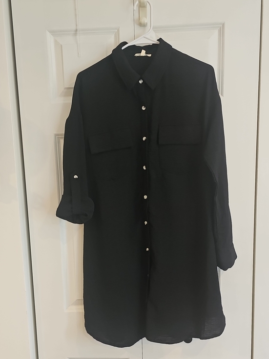 Mystree Tops - Mystree Black Longline Shirt Dress